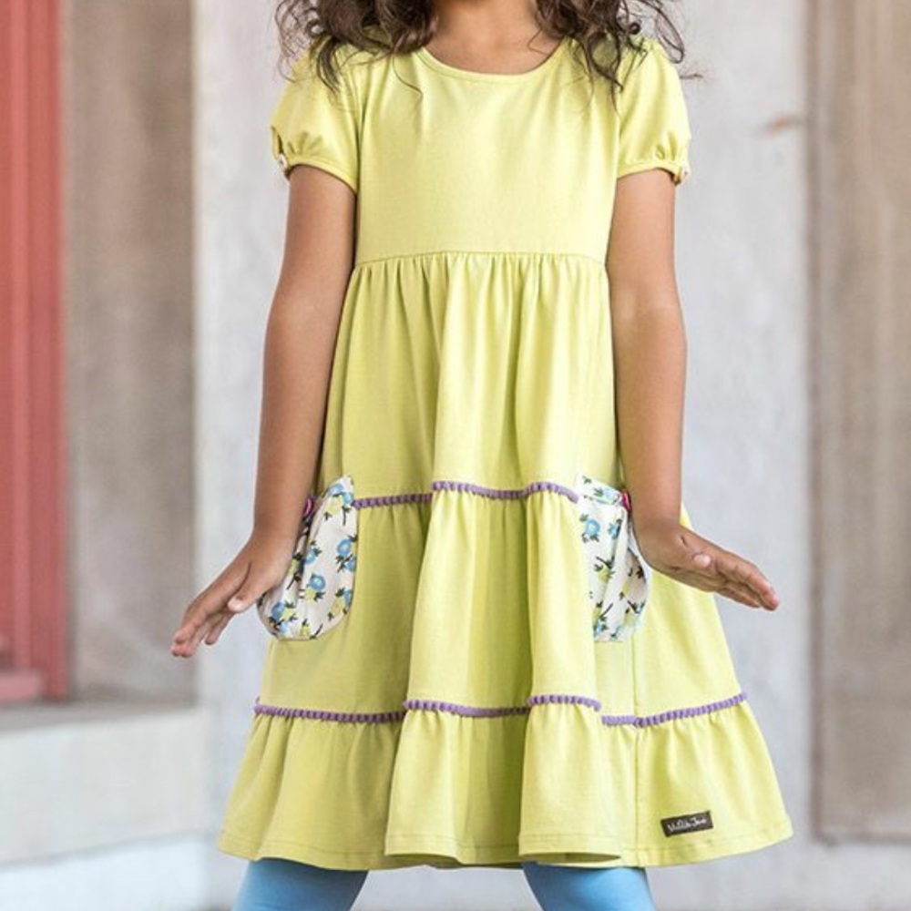 Matilda Jane Lime Green Dress with Floral Accents | Make Believe Matinee Play